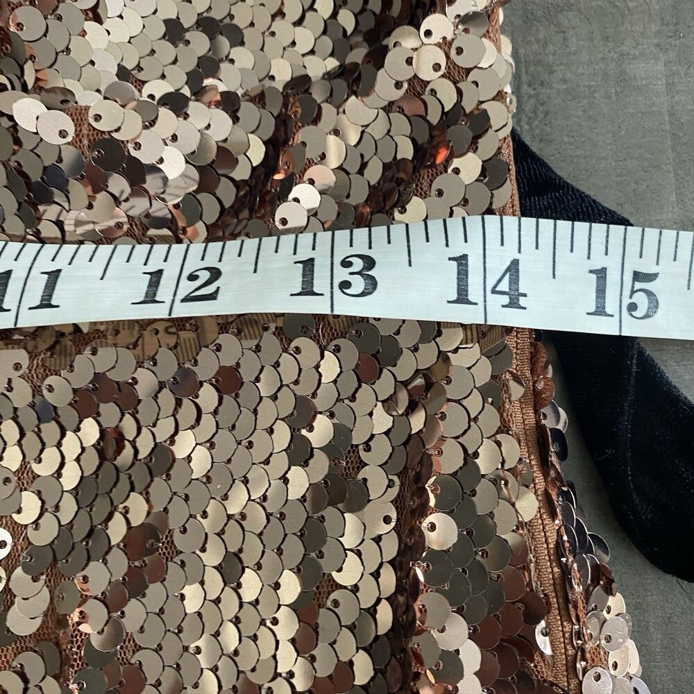 NWT Free‎ People Siren Sequin Dress Tribeca Gold Flirty Mini Boho Chic Size 4 - Picture 14 of 16